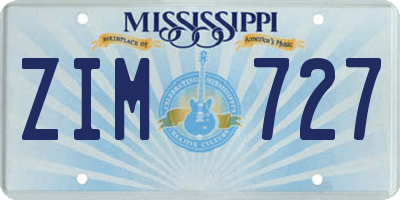 MS license plate ZIM727
