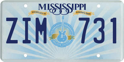 MS license plate ZIM731