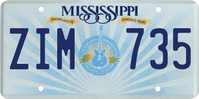 MS license plate ZIM735