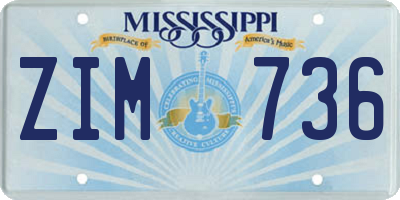 MS license plate ZIM736
