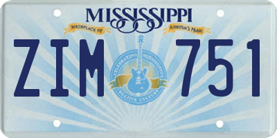 MS license plate ZIM751
