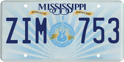 MS license plate ZIM753