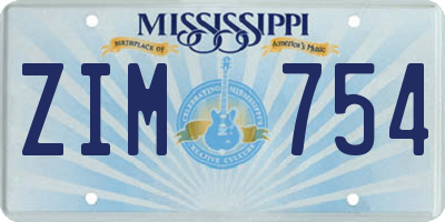 MS license plate ZIM754