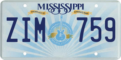 MS license plate ZIM759
