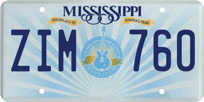 MS license plate ZIM760