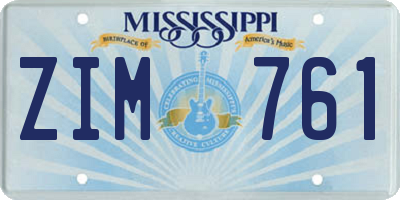 MS license plate ZIM761