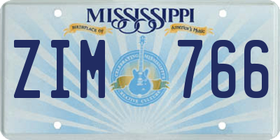 MS license plate ZIM766