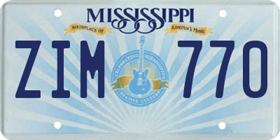 MS license plate ZIM770