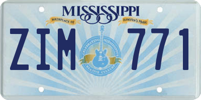 MS license plate ZIM771