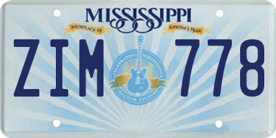MS license plate ZIM778