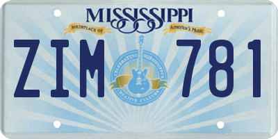 MS license plate ZIM781