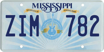 MS license plate ZIM782