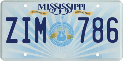 MS license plate ZIM786