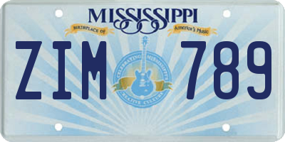 MS license plate ZIM789