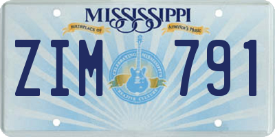 MS license plate ZIM791
