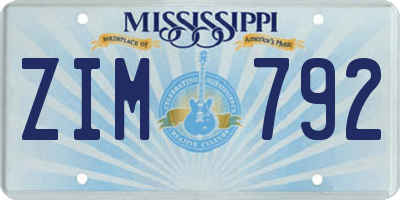 MS license plate ZIM792