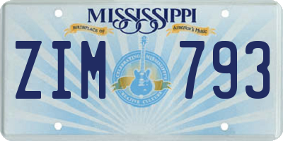 MS license plate ZIM793