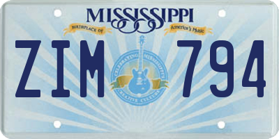 MS license plate ZIM794