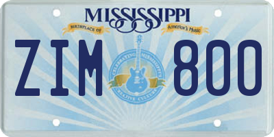 MS license plate ZIM800
