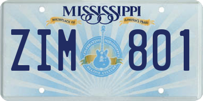MS license plate ZIM801