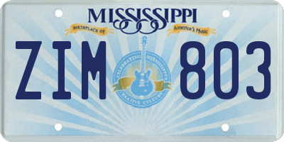 MS license plate ZIM803
