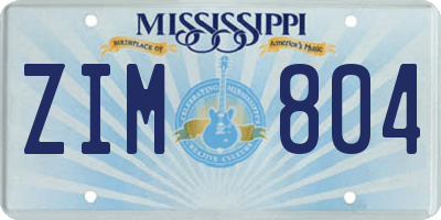 MS license plate ZIM804