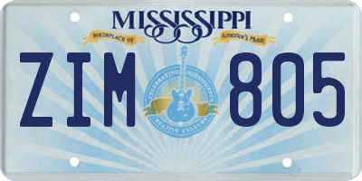 MS license plate ZIM805