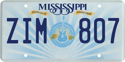 MS license plate ZIM807