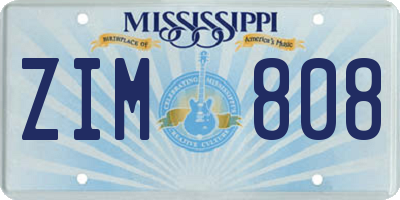 MS license plate ZIM808