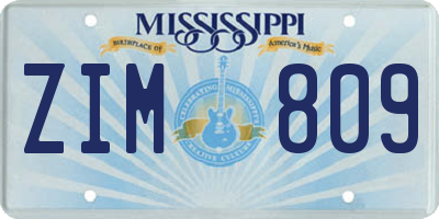 MS license plate ZIM809
