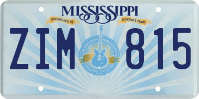 MS license plate ZIM815
