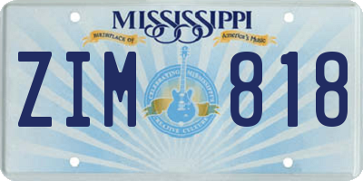MS license plate ZIM818