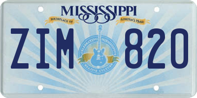 MS license plate ZIM820