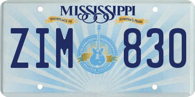 MS license plate ZIM830