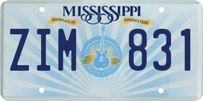 MS license plate ZIM831