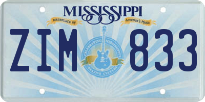 MS license plate ZIM833