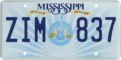 MS license plate ZIM837