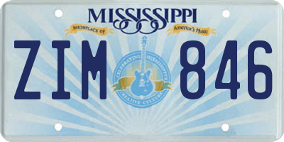 MS license plate ZIM846