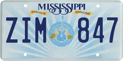 MS license plate ZIM847