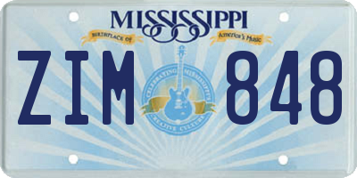 MS license plate ZIM848