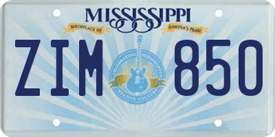 MS license plate ZIM850