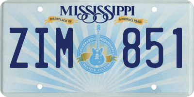 MS license plate ZIM851
