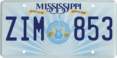 MS license plate ZIM853