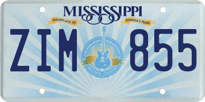 MS license plate ZIM855