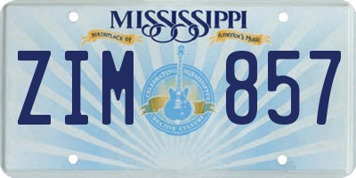 MS license plate ZIM857