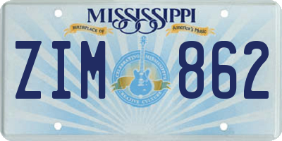 MS license plate ZIM862