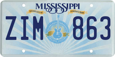 MS license plate ZIM863
