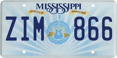MS license plate ZIM866