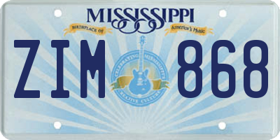 MS license plate ZIM868