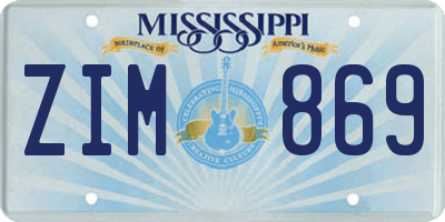 MS license plate ZIM869